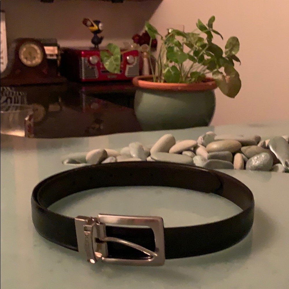 Dockers black leather belt with chrome buckle